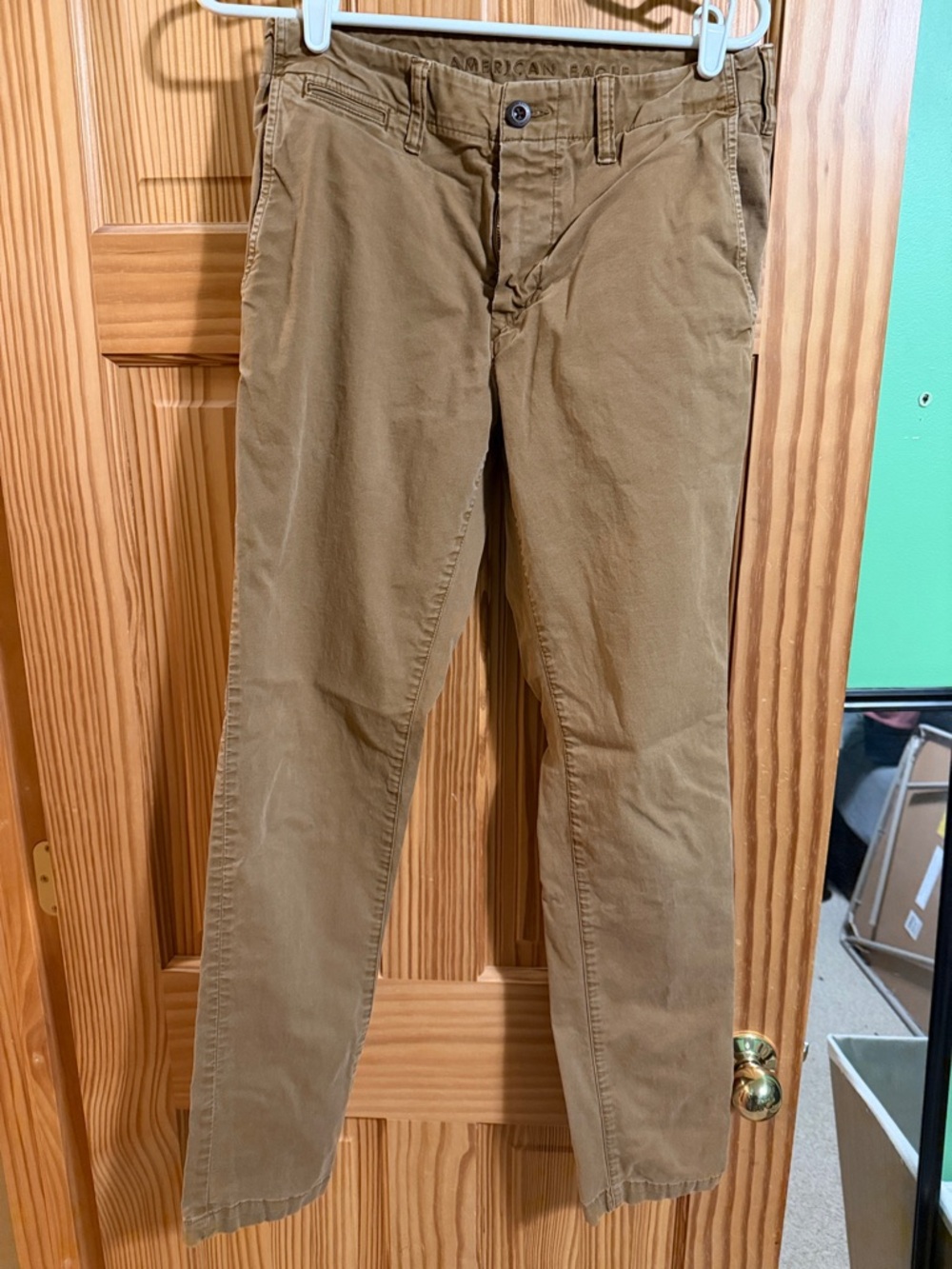 American Eagle, men’s slim khaki pants, deep khaki brown, 29x34
